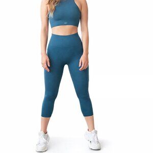 SET ACTIVE SculptFlex Leggings 23" Cropped Hi-Rise Seamless Teal Women's Small